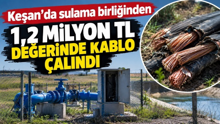 Keşan’da sulama birliğinden 1,2 milyon TL değerinde kablo çalındı