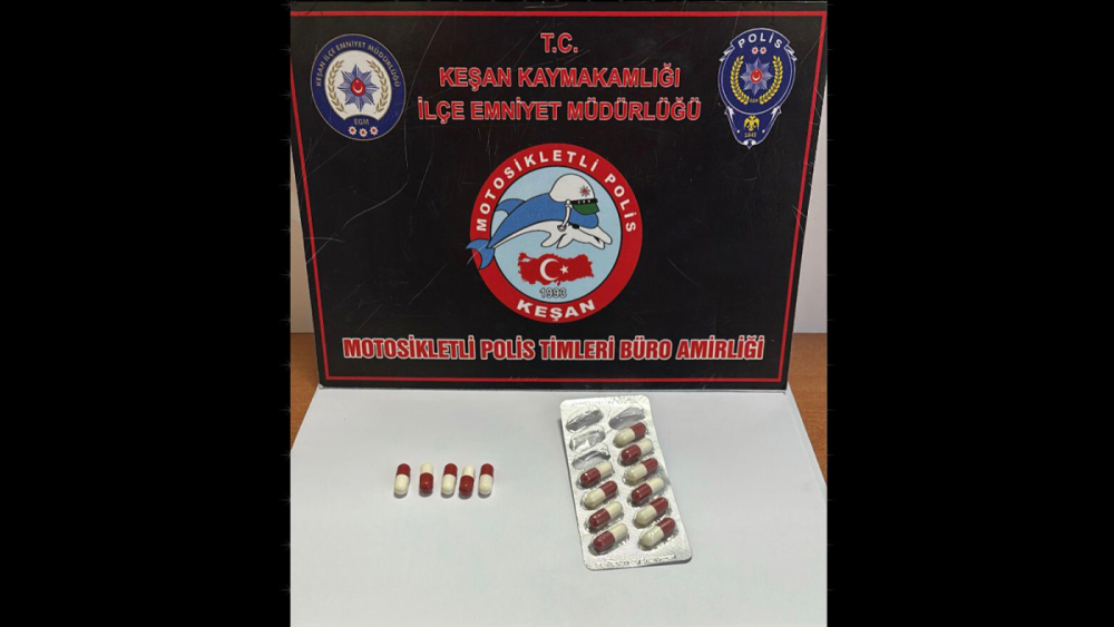 Keşan’da 15 sentetik uyuşturucu hap ele geçirildi