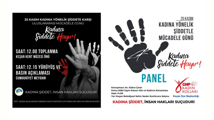 Kadına yönelik şiddete karşı yürüyüş ve panel