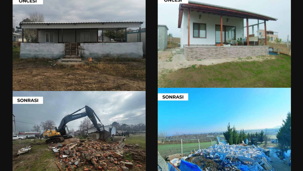 Edirne genelinde 20 kaçak yapı yıkıldı