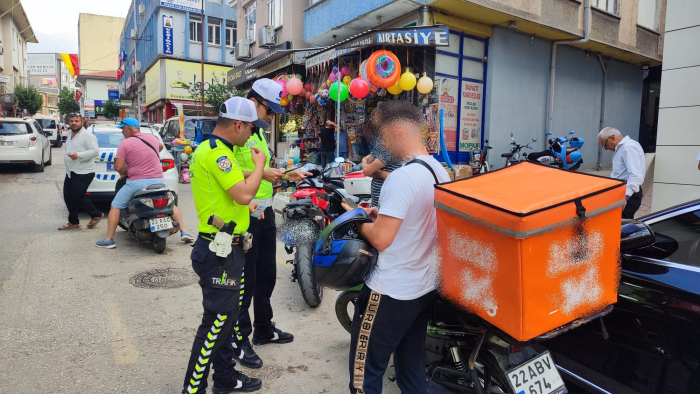 Keşan’daki motokuryelere de P1 ve SRC denetimi başladı