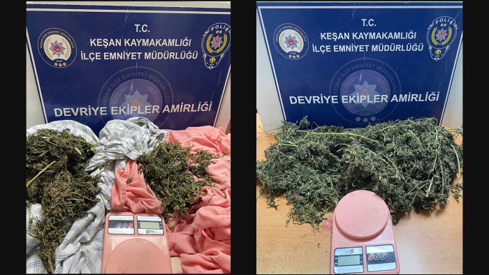 Araçtaki çarşafların içinden uyuşturucu çıktı