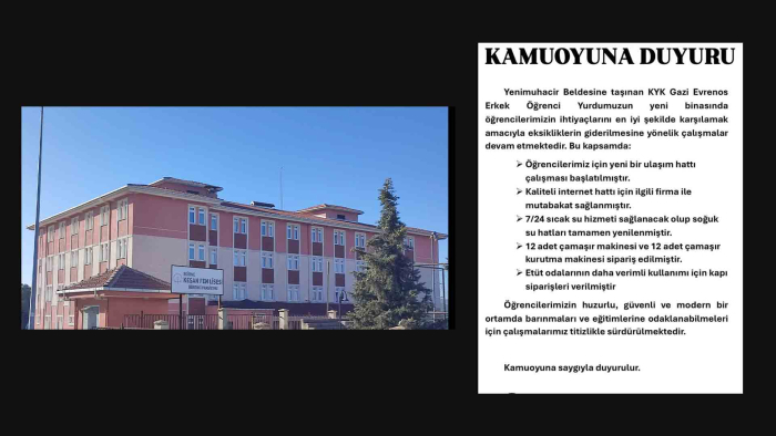 Gazi Evrenos Erkek Öğrenci Yurdu’ndaki sorunlara Keşan Kaymakamlığı el attı