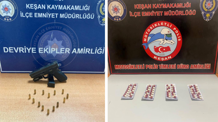 Keşan’da uyuşturucu ve silah ele geçirildi