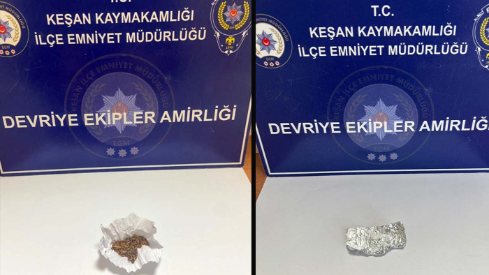 Keşan’da üzerlerinde uyuşturucuyla yakalanan 2 şüpheliye gözaltı