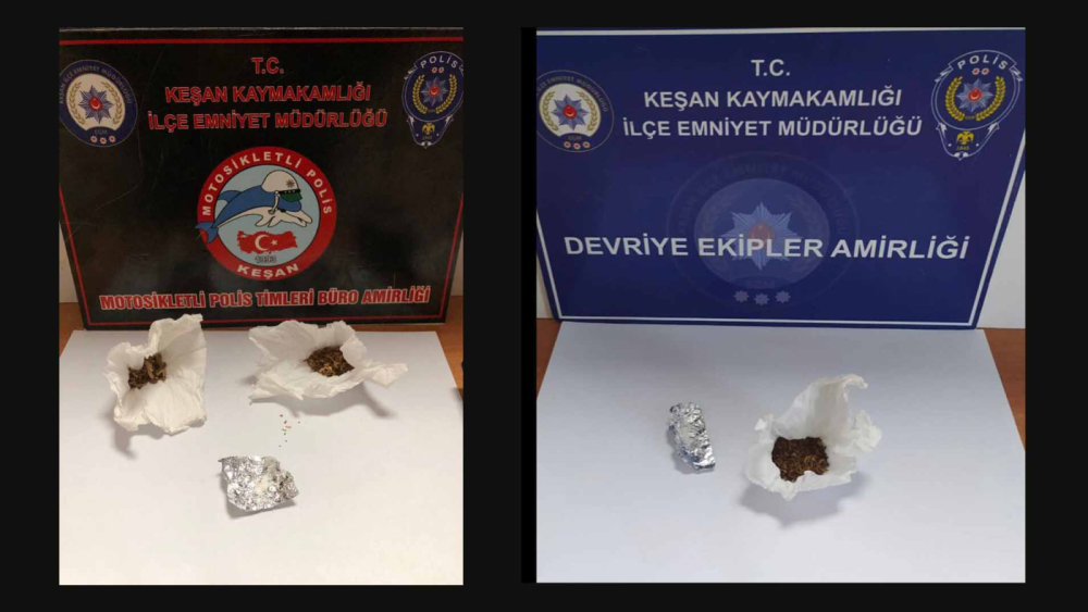 Keşan’da üzerlerinde uyuşturucu bulunan 2 şüpheliye gözaltı