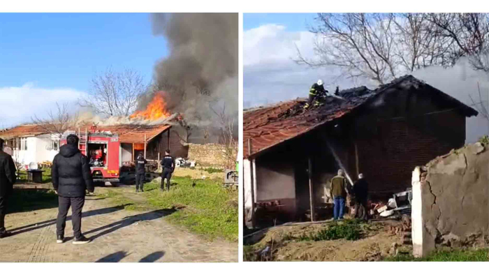 İpsala’da tek katlı evin çatısında çıkan yangın söndürüldü